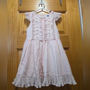 Janie & Jack Pink Solid Ruffle Lined Dress Size 3